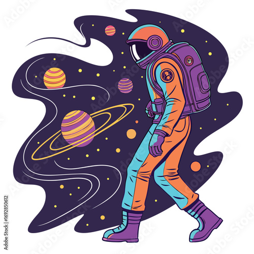 Vibrant galaxy filled astronaut silhouette a cosmic explorer in outer space perfect for space themed designs