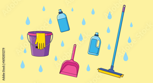 Essential household cleaning supplies for a sparkling and hygienic home environment