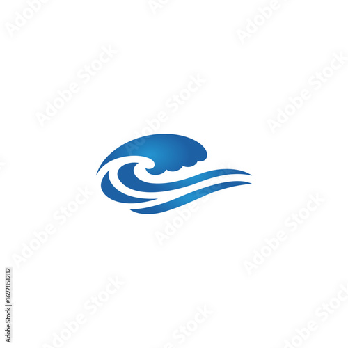 A stylized blue wave graphic, depicting cresting water movement.