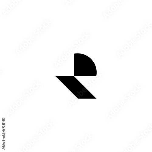 Abstract logo design featuring the letter R composed of geometric shapes.