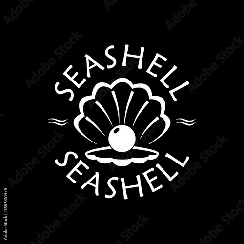 Seashell with pearl icon isolated on black background