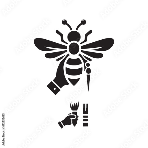 Bee vector silhouette outline logo design concept illustration