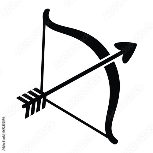  Silhouette of a traditional recurve bow and arrow ready for action