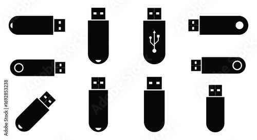 various usb flash drives arranged in grid pattern