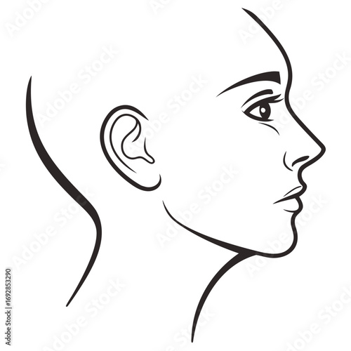 Minimalist human face profile silhouette graphic design for branding and art