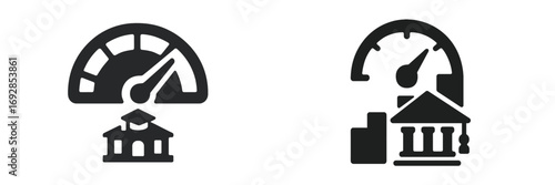 Meter symbols representing performance in banking and financial sectors during a statistical analysis