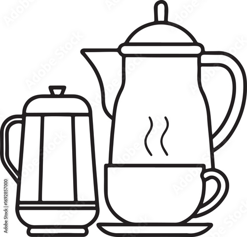 teapot and cup on white