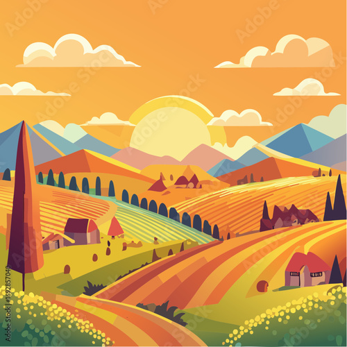 vector illustration of a rural landscape