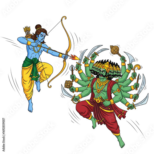Rama vs Ravana Epic Battle Illustration