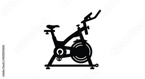 exercise bike depicted in bold black outline silhouette