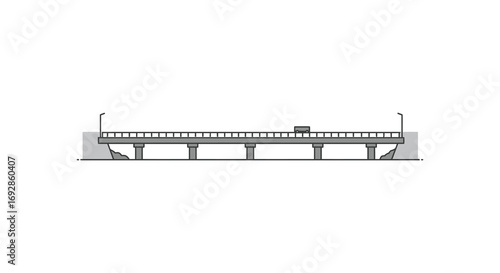 bridge structure with railings and support pillars silhouette