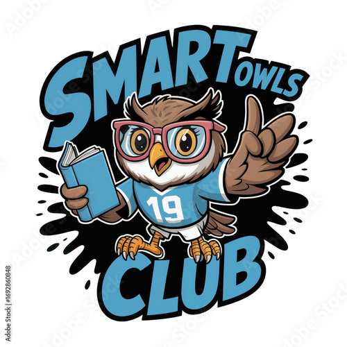 Smart Owls Club Cute Cartoon Mascot Educational PNG Artwork