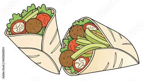 Delicious falafel wraps filled with fresh ingredients