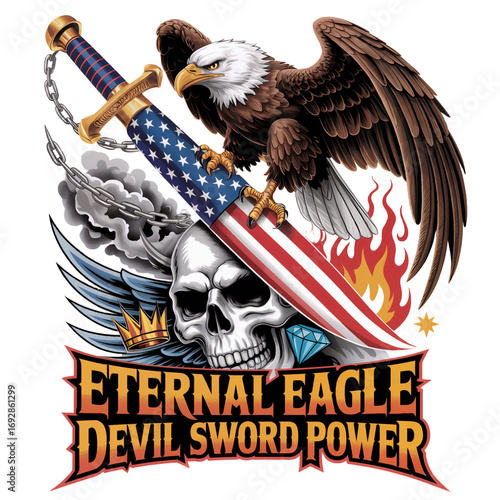 Eternal Eagle Sword Power Patriotic Gothic PNG Artwork