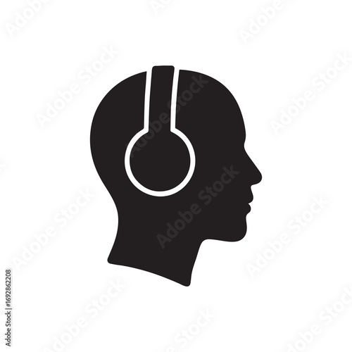 Human head silhouette with gears and key vector icon illustration