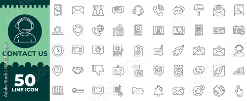 Contact Us Line Icon Pack.