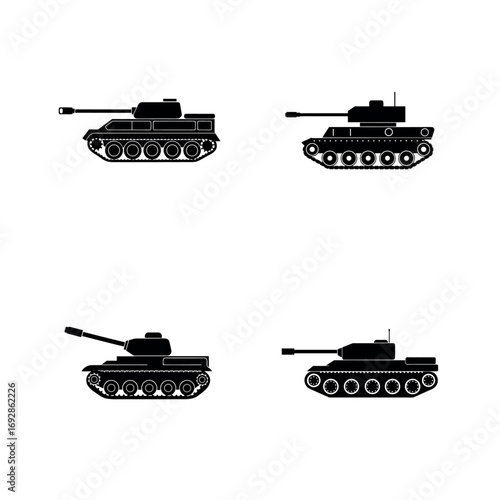 4 icon set of milatry tank eps