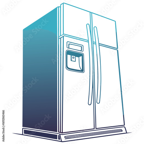 Abstract gradient refrigerator illustration with modern design elements suitable for advertising and promotional banners