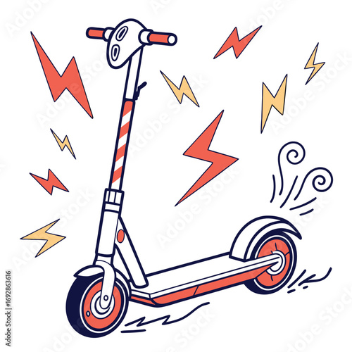 Modern electric scooter illustration with clean lines and vibrant colors perfect for urban transport and eco friendly themes