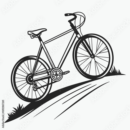 Minimalist black and white bicycle silhouette perfect for transportation or fitness themes