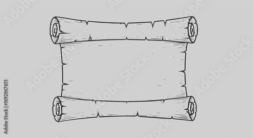 A scroll or banner parchment paper ribbon band in a vintage woodcut style
