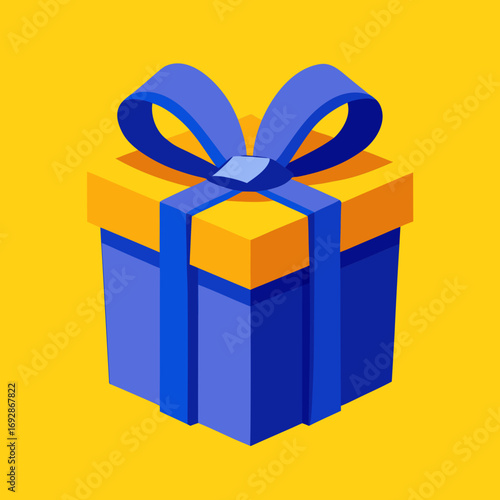 blue gift box with yellow ribbon
