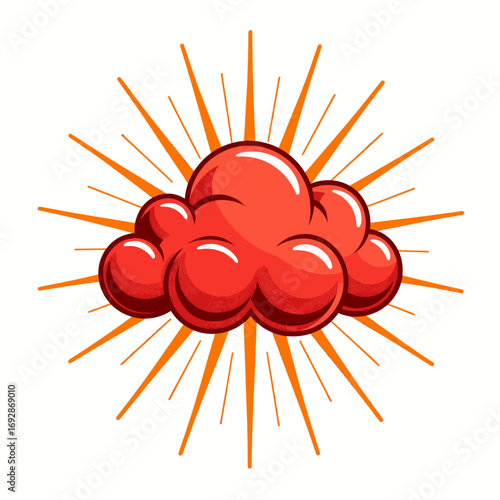 Explosive Energy: Red Cloud Burst with Sun Rays