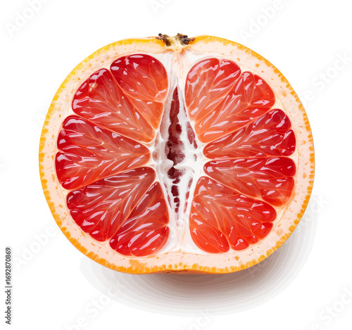 Juicy Blood Orange Cross Section on White Background