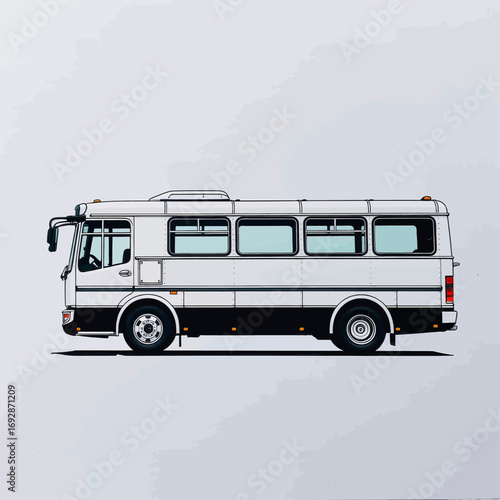 Wallpaper Mural Minimalistic Bus Illustration in White and Black Torontodigital.ca
