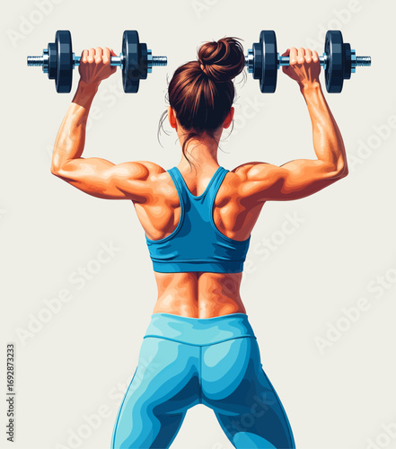 Strong Woman Lifting Weights in Gym Wear