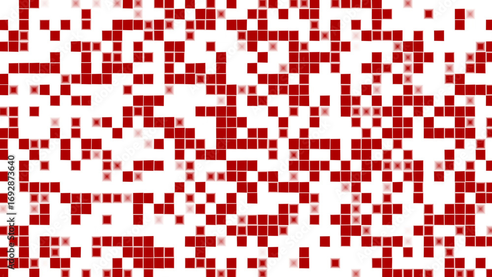 Fototapeta premium Red ad white mosaic pixel square background, abstract geometric blocks design in 4k resolution