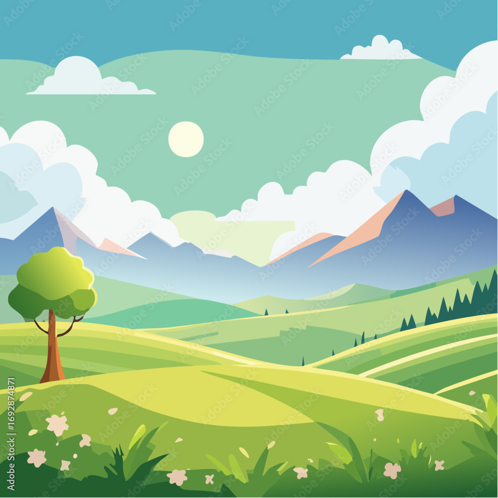 Fototapeta premium landscape with mountains and blue sky