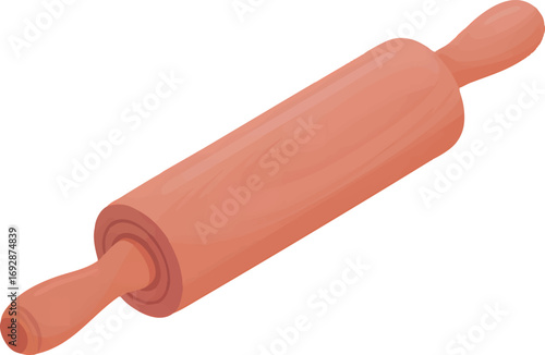 A simple vector illustration of a wooden rolling pin on a transparent background