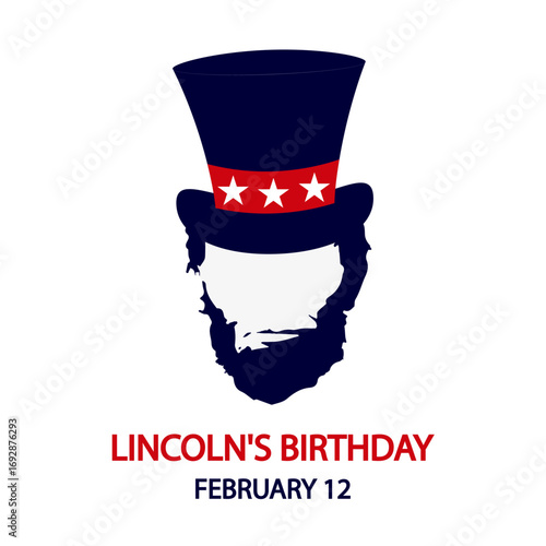 Abraham Lincolns birthday portrait, vector art illustration.