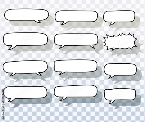 Vector Long Horizontal Speech Bubbles For Comics And Chat Design
