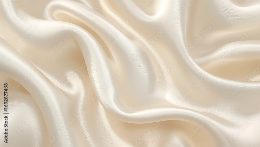 Fototapeta premium Creamy silk fabric with soft folds and texture