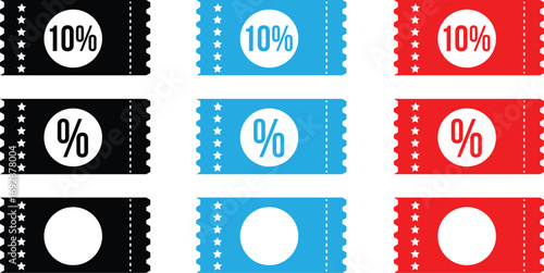 Colored Voucher coupon flash sale tag element discount shop online website selling ecommerce vector transparent background