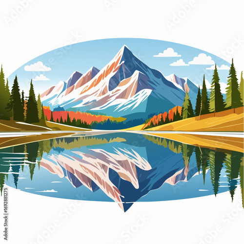 mountain landscape with lake