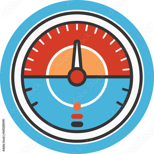 Vintage airplane altimeter instrument with red and blue dial