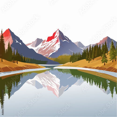 mountain lake and mountains