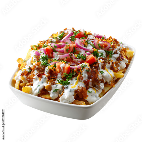 Crispy Kapsalon topped with melted cheese PNG