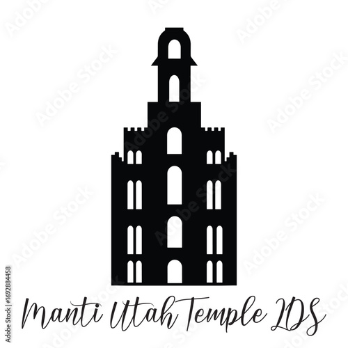 Manti Utah Temple LDS, Religious Vector illustration, Church silhouette cricut