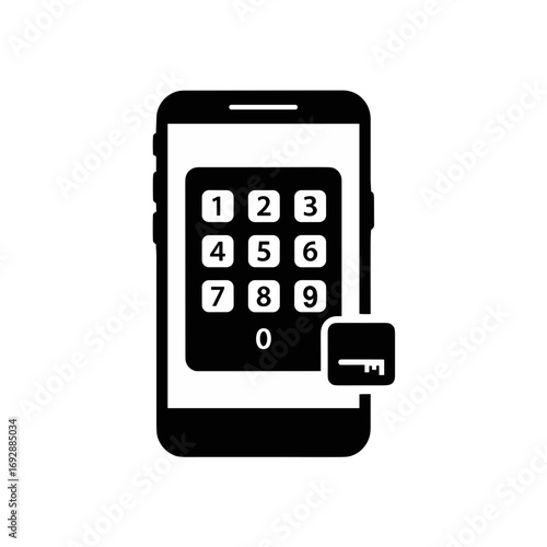 Mobile PIN code on a smartphone, secure access concept, digital protection on a transparent background