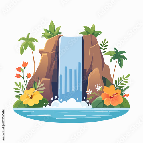 tropical island with palm trees and a boat