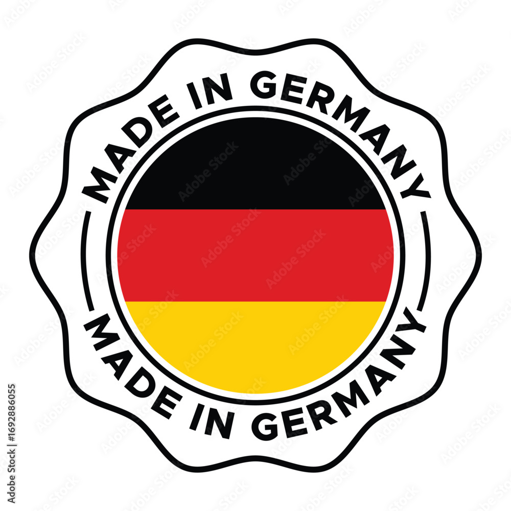 Obraz premium Made in Germany Label Vector Design | German Flag Seal Badge Icon