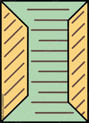 Stylized illustration of a ruler or measuring device with diagonal markings