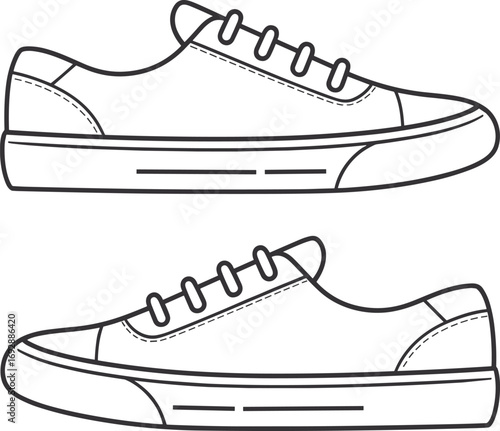 Sneaker outline illustration, casual shoe vector, footwear line art, sport style drawing, trendy sneaker design, minimal shoe sketch, fashion footwear template