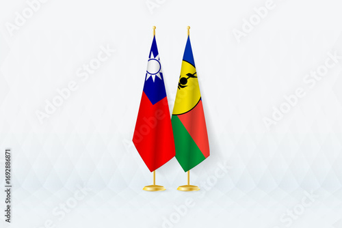Taiwan and New Caledonia Flags Side by Side, Symbol of International Partnership.