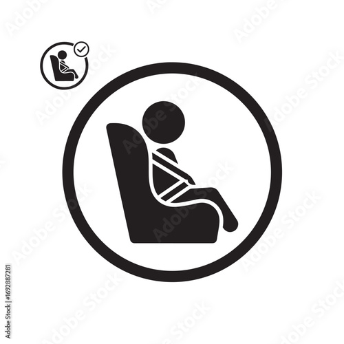 Child sitting in car seat safety silhouette vector