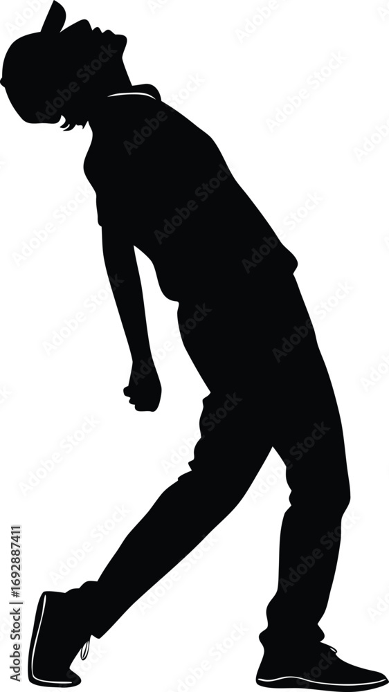 Fototapeta premium Man performing dynamic dance move silhouette